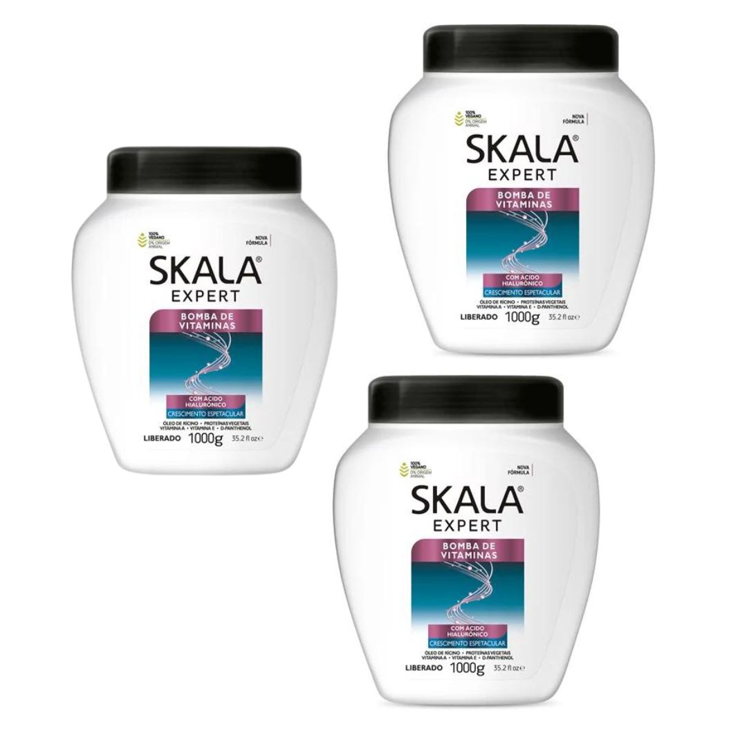 Lot of 3 Skala Vitamins Pump Hair Treatment Cream Mask Hyaluronic Acid 1Kg