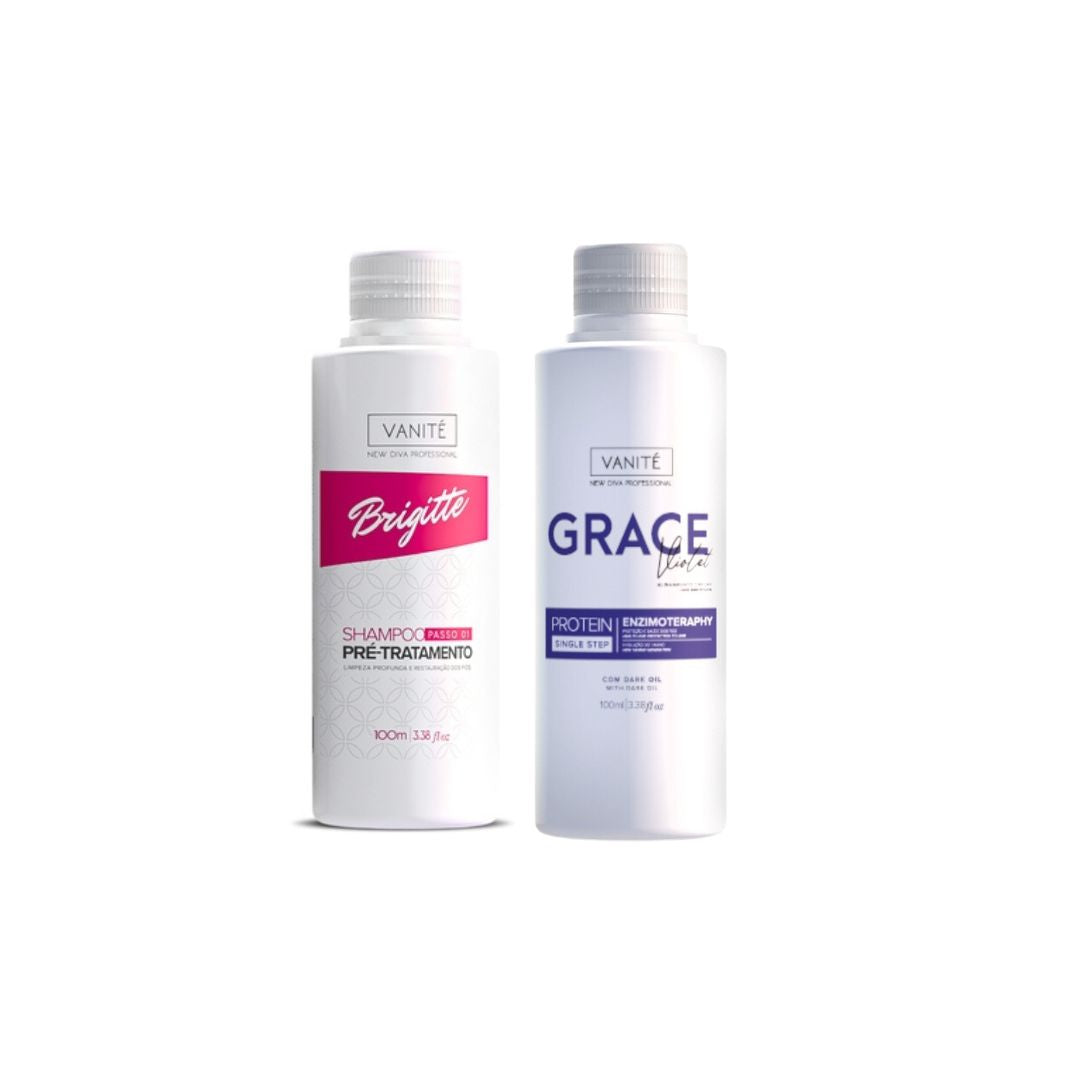 Vanité Shampoo Brigitte Grace Enzimotherapy Violet Hair Progressive Brush Straightening Kit 2x100ml