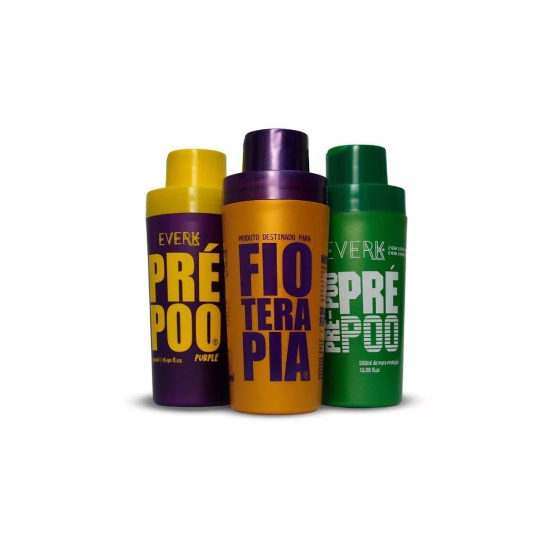 Everk Fioterapia + Pre Poo Purple + Pre Poo Green Hair Treatment Kit 3x500ml