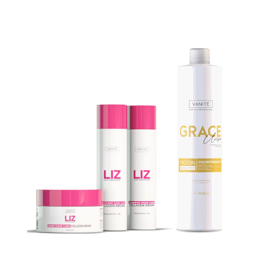 Vanité Grace Enzimoteraphy Unique + Liz Home Care Hair Straightening Kit