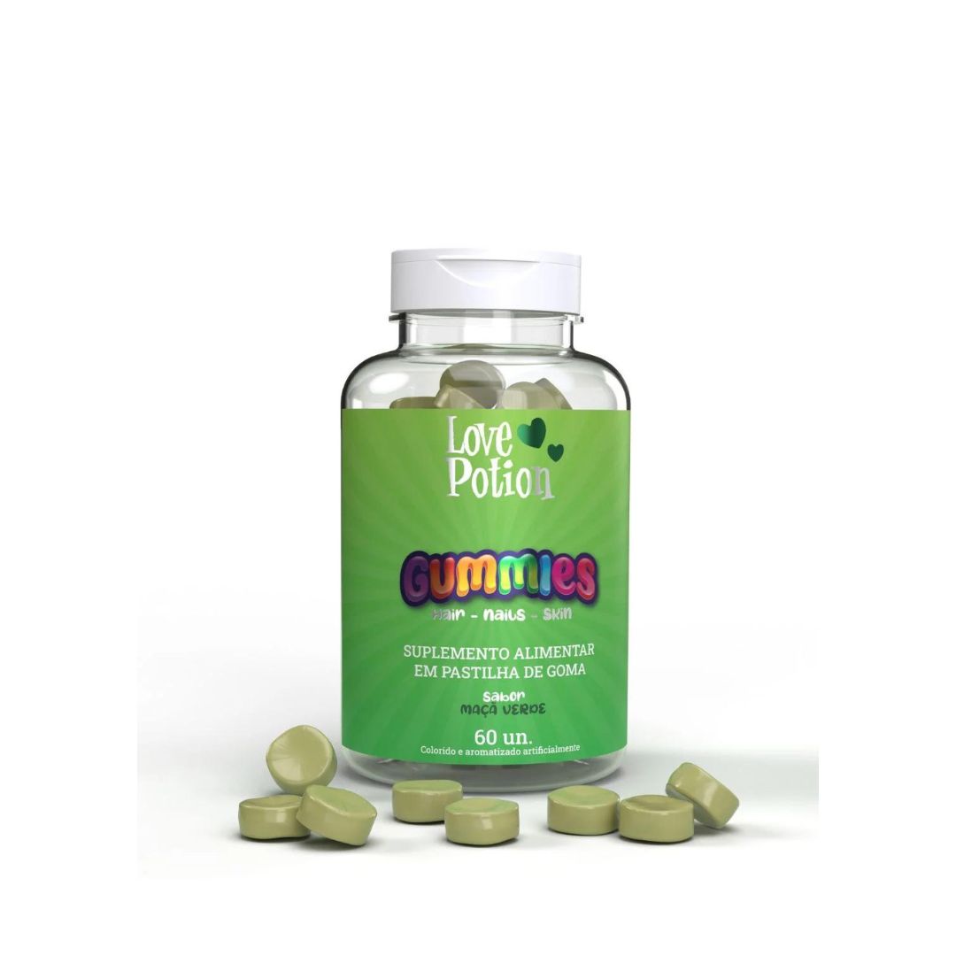 Gummies Hair Nails Skin Food Supplement Vitamins Green Apple Love Potion