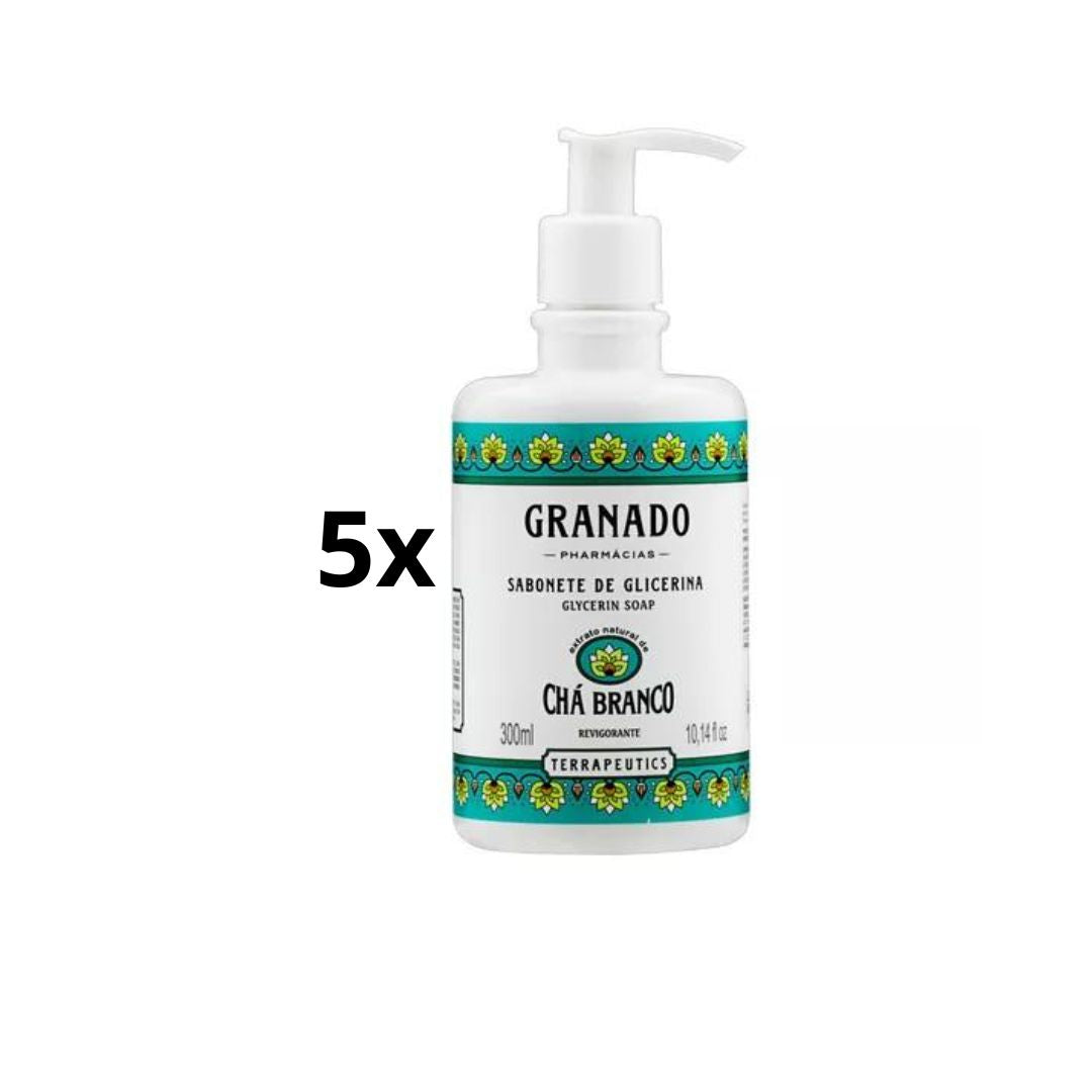 Lof of 5 Granado White Tea Glycerin Liquid Body Bath Soap 300ml