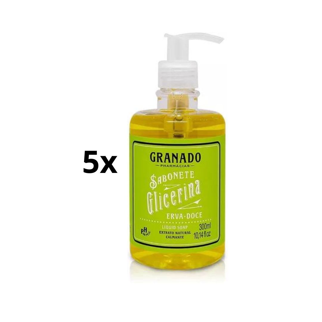 Lof of 5 Granado Glycerin Anise Liquid Body Bath Calming Soap 300ml
