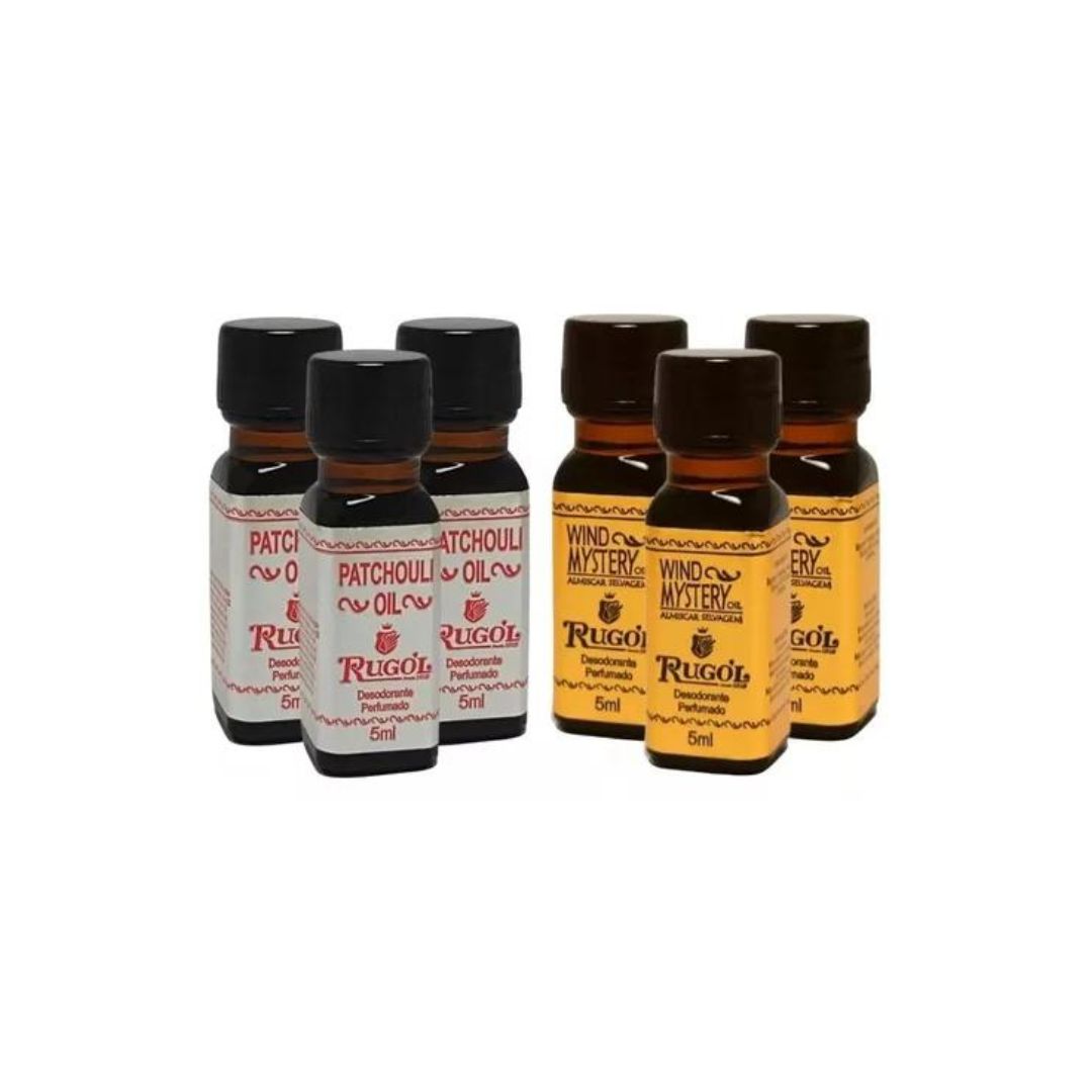 Lot of 6 Patchouli + Wind Mystery Wild Musk Oil Fragance Perfume Kit 5ml Rugol