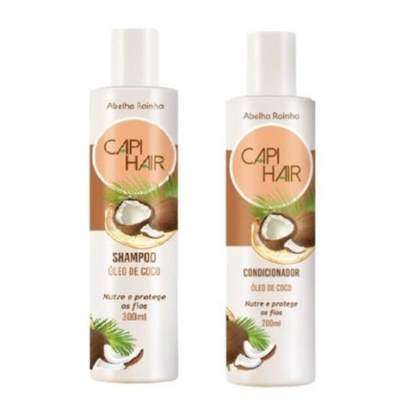 Abelha Rainha Shampoo & Conditioner Sets Coconut Oil Capi Hair Protection Moisturizing Treatment Kit 2 Itens - Abelha Rainha