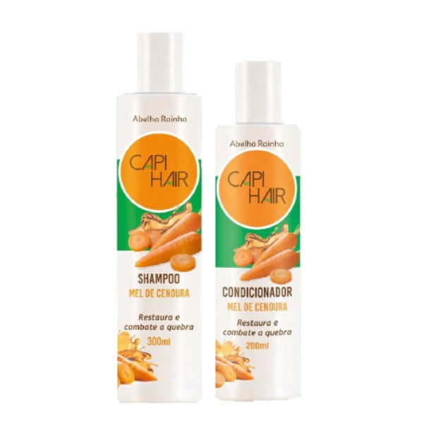 Abelha Rainha Shampoo & Conditioner Sets Honey Carrot Mel Cenoura Antioxidant Hair Growth Kit 2 Itens - Abelha Rainha