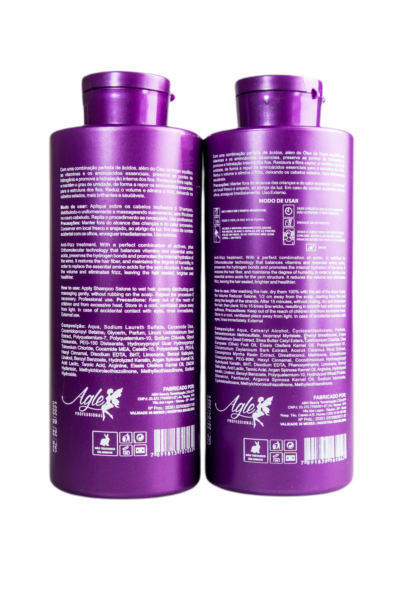 Agle Brazilian Keratin Treatment Professional Keratin Tannic Argan Restore Progressive Smoothing Kit 2x1L - Agle
