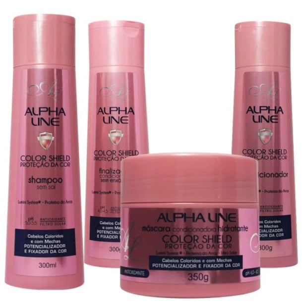 Alpha Line Hair Care Kits Color Shield Protection Hair Conditioning Treatment Kit 4 Itens - Alpha Line