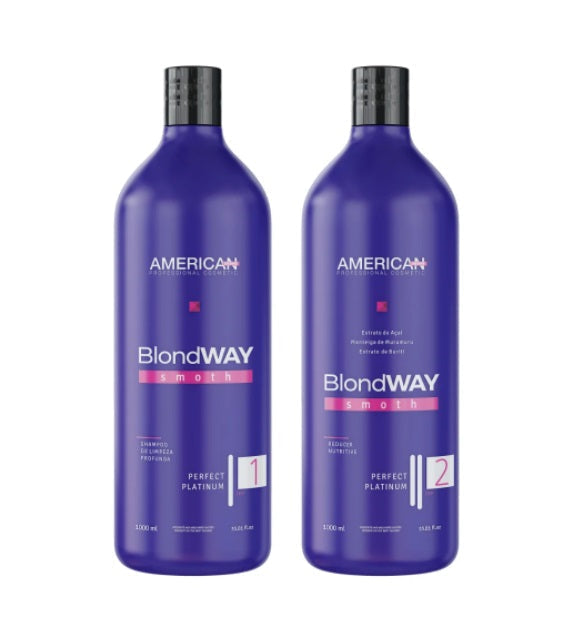 American Desire Hair Straighteners Blond Way Reducer Smoothing Hair Platinum Treatment Kit 2x1L - American Desire