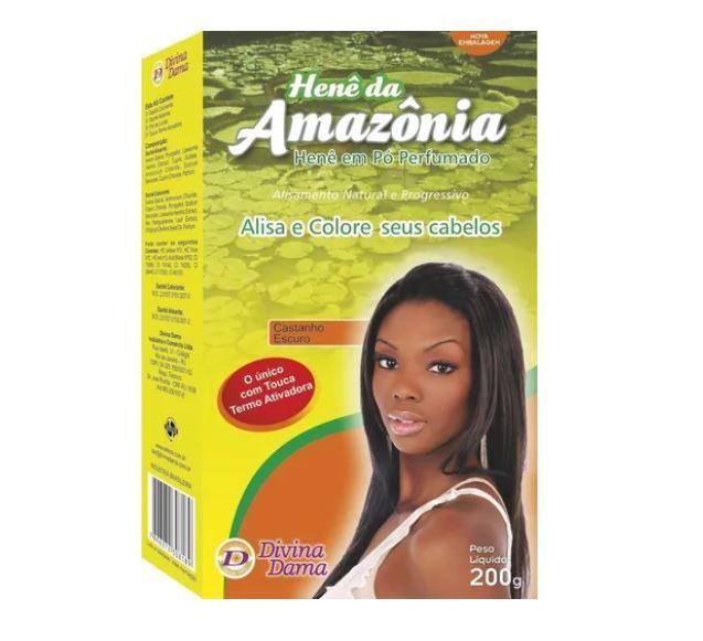 Divina Dama Brazilian Keratin Treatment Amazon Powder Henê Straightening Dyeing Dark Brown Brunette 200g - Divina Dama