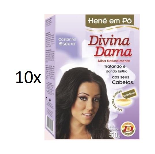 Divina Dama Brazilian Keratin Treatment Lot of 10 Henê Dark Brown Brunette Powder Henna Straightening 50g - Divina Dama