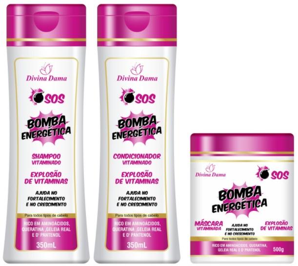 Divina Dama Brazilian Keratin Treatment SOS Energy Pump Keratin Hair Strengthening Growth Kit 3 Products - Divina Dama