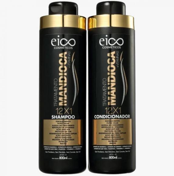 Eico Brazilian Keratin Treatment Anti Age Anti Frizz Nourishing Cassava Treatment Hair Strenght Kit 2x800 - Eico