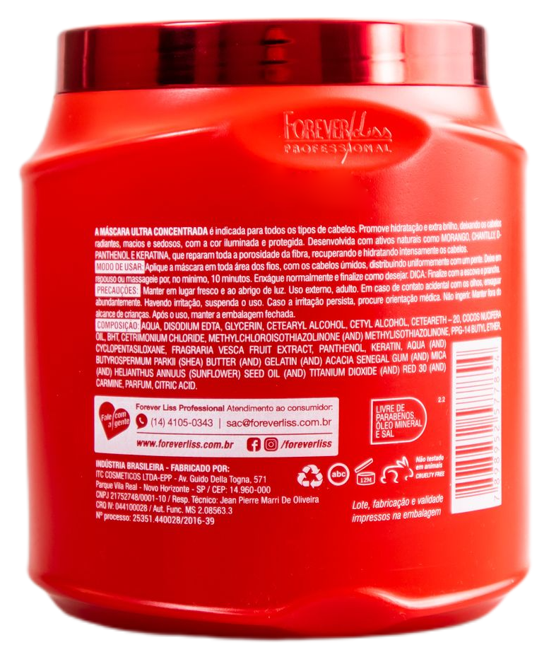 Forever Liss Brazilian Hair Treatment Ultra Concentrated Moisturizing Strawberry Varnish Bath Mask 1kg - Forever Liss