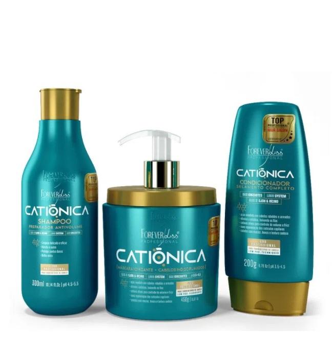 Forever Liss Hair Care Kits Catiônica Cationic Disciplinary Lumini System Treatment Kit 3 Itens - Forever Liss