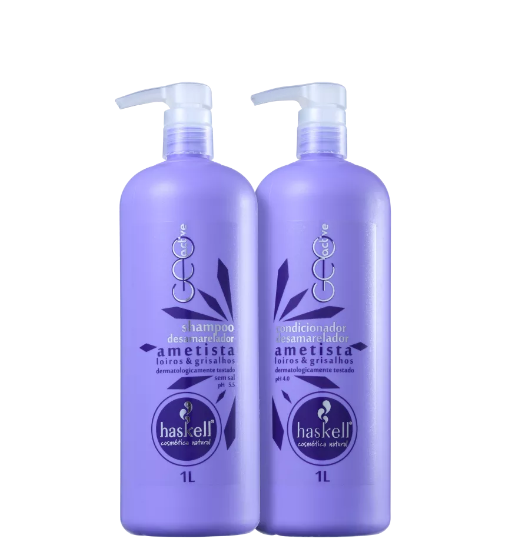 Haskell Brazilian Hair Treatment Double Amethyst for Blond Hair Kit Shampoo and Conditioner 2x1L - Haskell