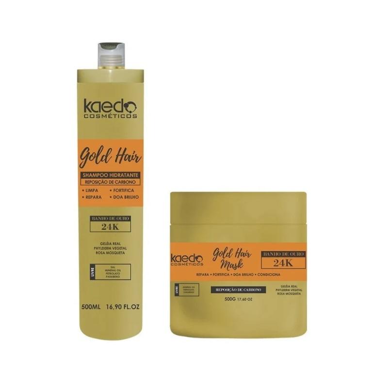 Kaedo Home Care Gold Hair 24K Carbon Replacement Repair Fortifying Treatment Kit 2x500 - Kaedo