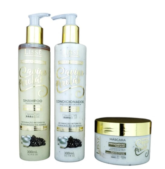 Lissé Hair Care Kits Caviar Pearls Damaged Hair Reconstruction Health Treatment Kit 3 Itens - Lissé