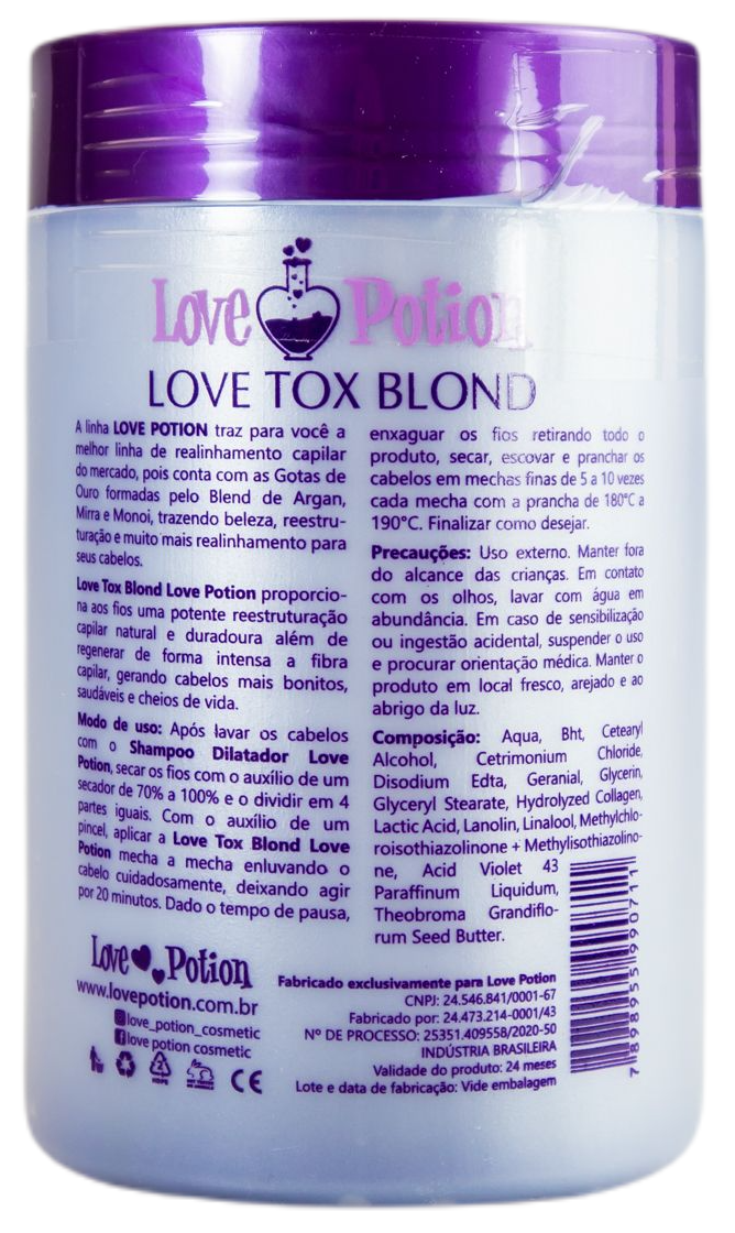 Love Potion Hair Mask Love Tox Blond Straightening Cream Anti Frizz Botox Hair Mask 1Kg - Love Potion