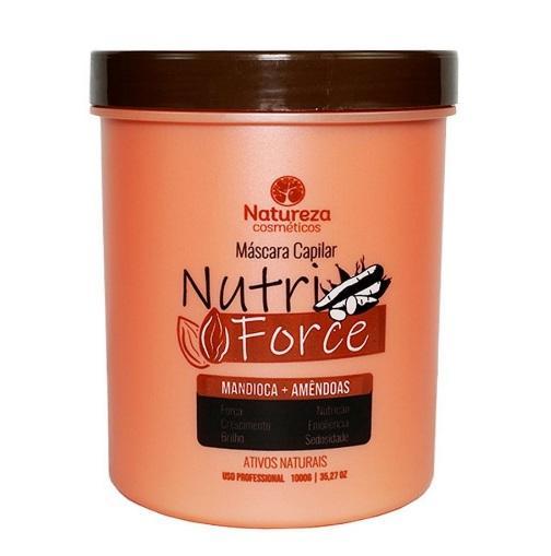 Natureza Cosmetics Hair Mask Natural Actives Nutri Force Capillary Manioc Cassava Almonds Mask 1Kg - Natureza