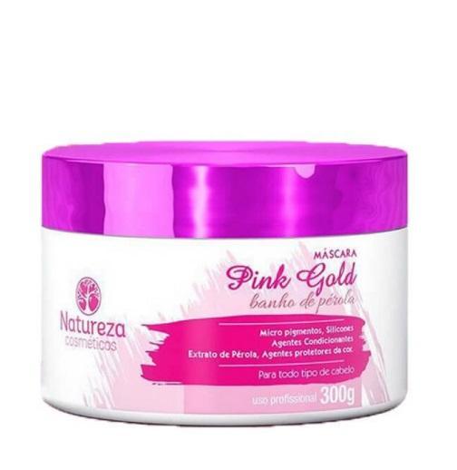 Natureza Cosmetics Hair Mask Professional Brazilian Hair Treatment Pink Gold Pearl Bath Mask 300g - Natureza