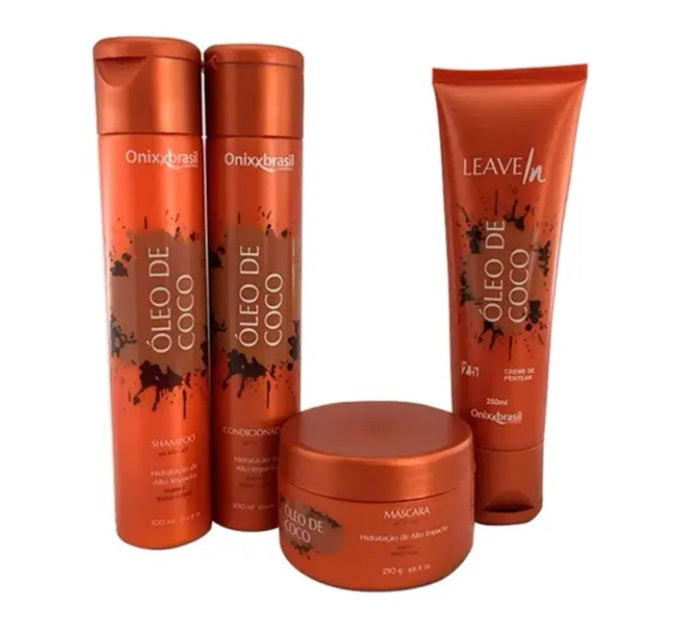 Onixx Hair Care Kits Coconut Oil Hair Softness Shine Nourishing Hydration Treatment Kit 4 Itens - Onixx