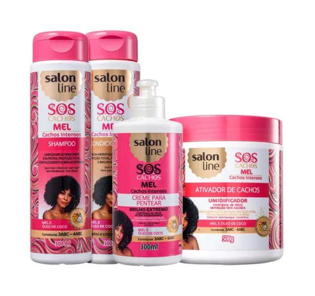 Other Brazilian Keratin Treatment S.O.S Curls Honey Curls Intense Curly Wavy Treatment Kit 5 Prod. - Salon Line