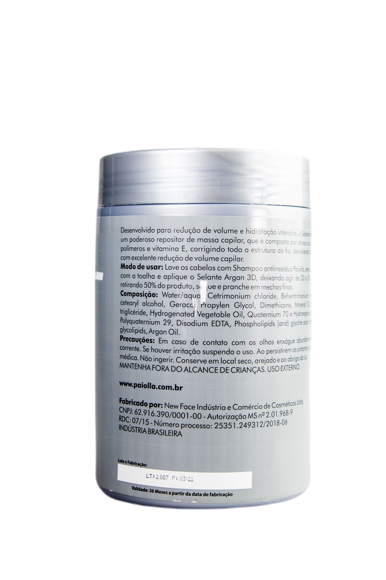 Paiolla Brazilian Keratin Treatment Wire Plastic Hydration Reconstructor 3D Argan Sealant Botox 6 in 1 1Kg - Paiolla