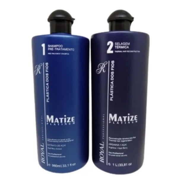 Royal Professional Hair Straighteners Hair Plastic Matize Platinum Tinting Blond Sealing Kit 2 Itens - Royal Professional