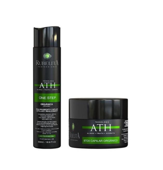 Rubelita Brazilian Keratin Treatment ATH Organic One Step Smooth Hydration Progressive + Botox Kit 2 Itens - Rubelita