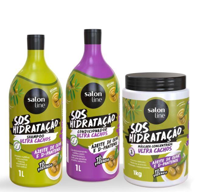Salon Line Brazilian Keratin Treatment SOS Ultra Curls Hydration Vegan D-Panthenol Olive Oil Treatment 3x1 - Salon Line