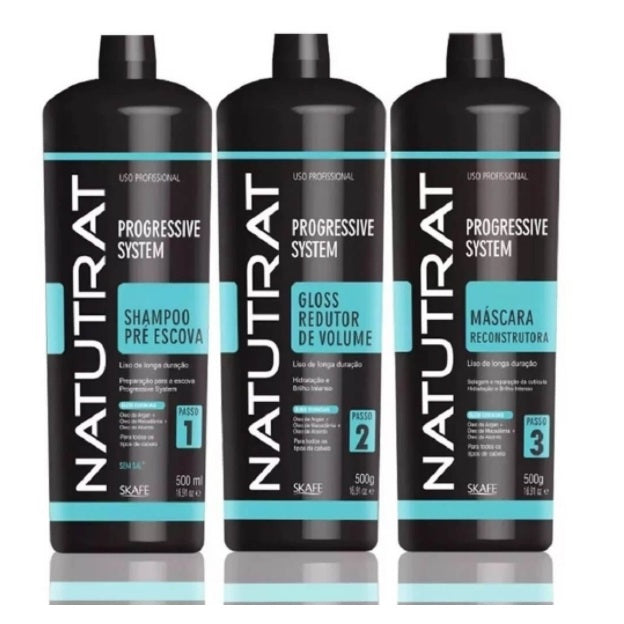 Skafe Hair Straighteners Natutrat Progressive Brush Long Lasting Straightener Treatment Kit 3x500 - Skafe