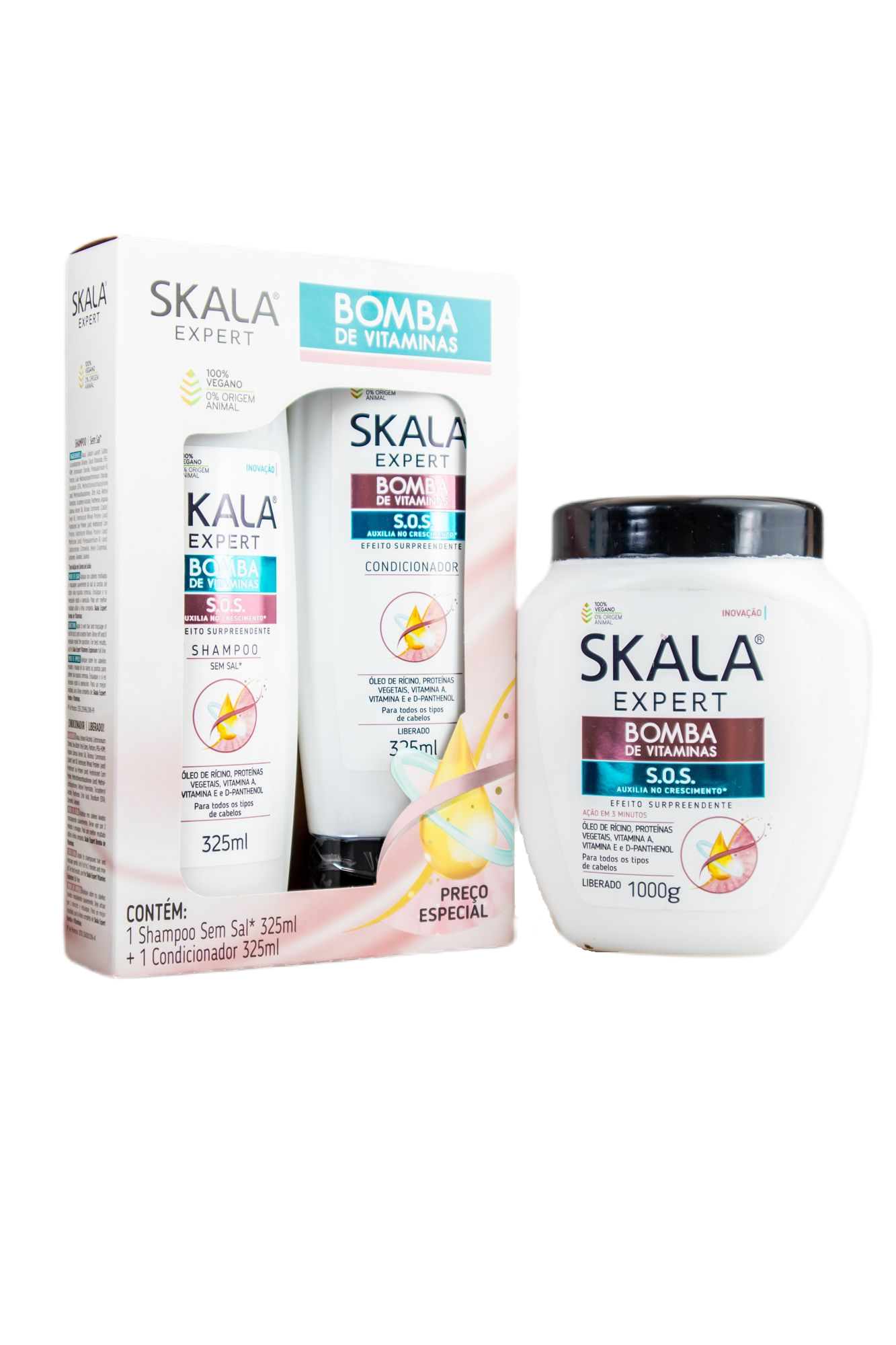 Skala Home Care Skala Expert Bomba de Vitaminas Vitamin Pump SOS Hair Growth Nutrition Treatment Kit 3 Products - Skala