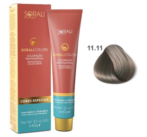 Sorali Professional Hair Dye Tinting Intense Grey Coloring Cream Gloss Effect 11.11 60G