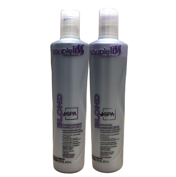 Souple Liss Hair Straighteners SPA Blond Hair Neutralizing Resistance Softness Color Maintenance Kit 2x300ml - Souple Liss