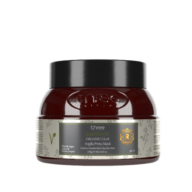 Three Therapy Hair Care Organic Black Clay Nourishing Pantovin Argan Oil Hair Mask 250ml - Three Therapy