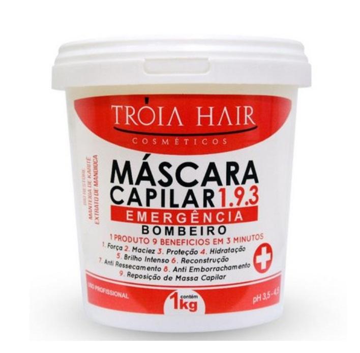 Troia Hair Hair Mask Emergência Emergency 1.9.3 Treatment 3 Minutes 9 Benefits Mask 1Kg - Troia Hair
