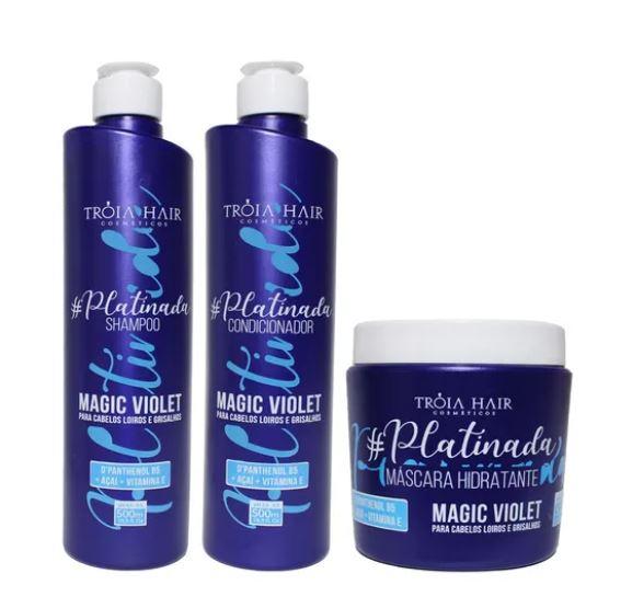 Troia Hair Home Care Magic Violet Platinum Maintenance Home Care Blond Hair Kit 3x500 - Troia Hair