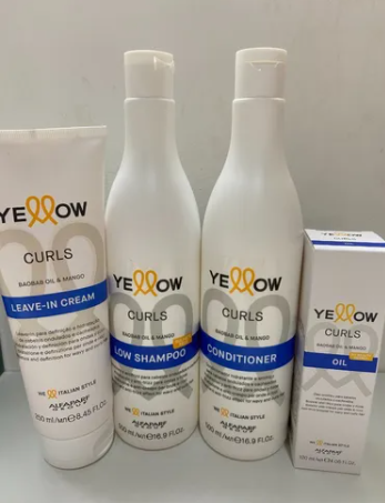 Yellow Brazilian Keratin Treatment Curly Therapy Nano Complex Aloetrix Moisturizing Treatment Kit 4 Products - Yellow