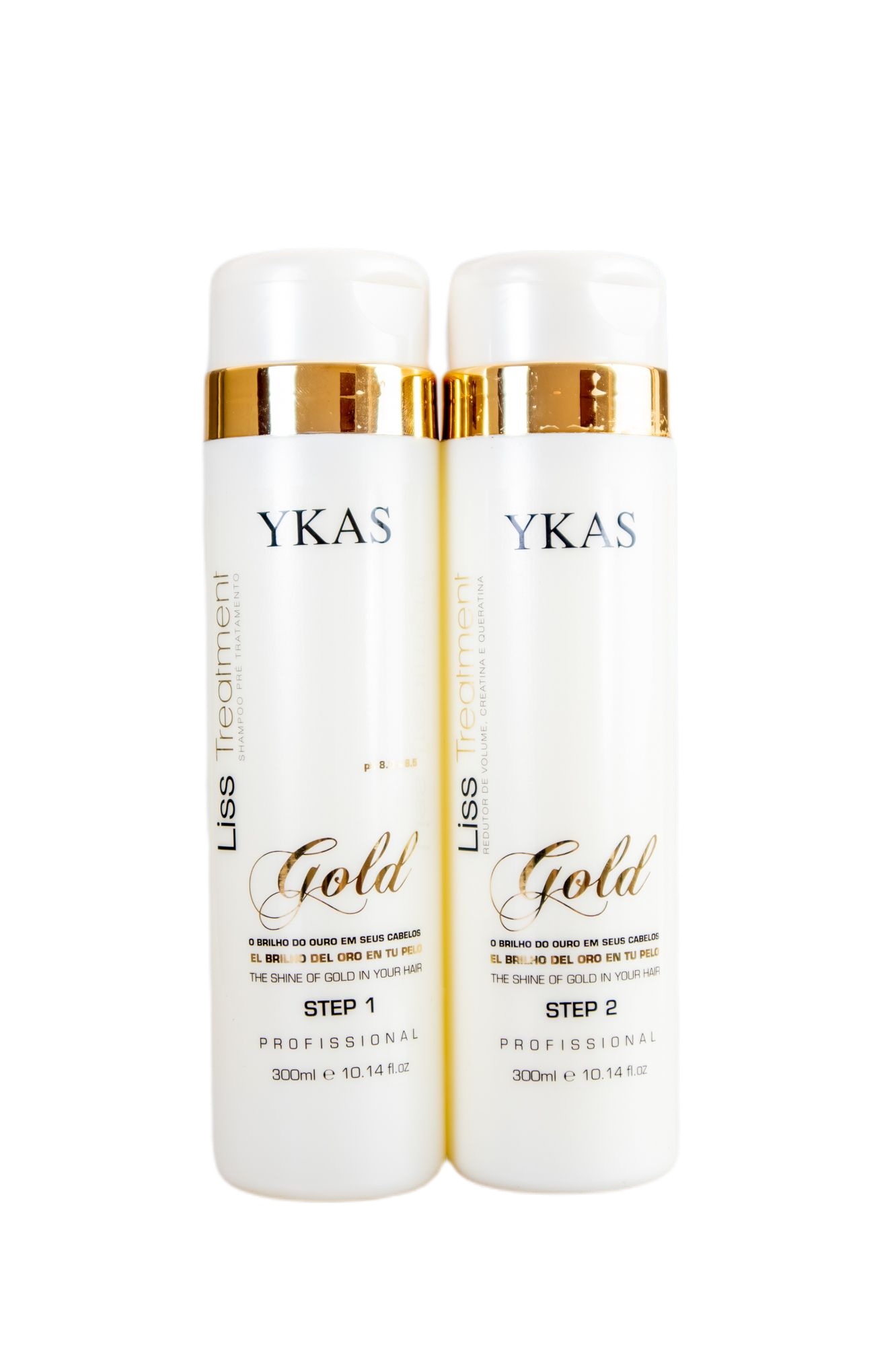 Ykas Brazilian Keratin Treatment Gold Progressive Brush Capillary Realignment Kit 2x300ml - YKas