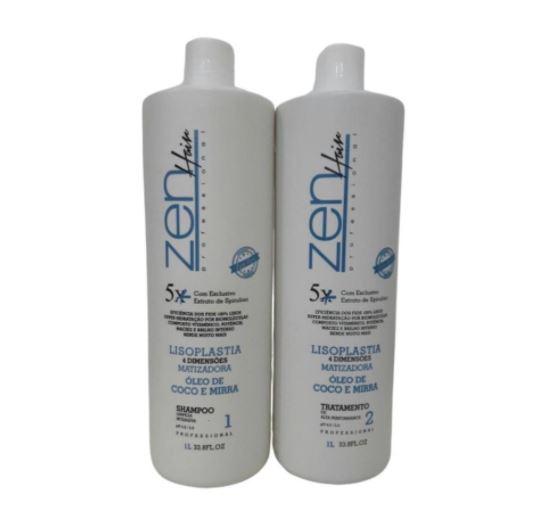 Zen Hair Brazilian Keratin Treatment Lisoplastia Tinting Coconut Mirra Brazilian Blowout Progressive 2x1L - Zen Hair